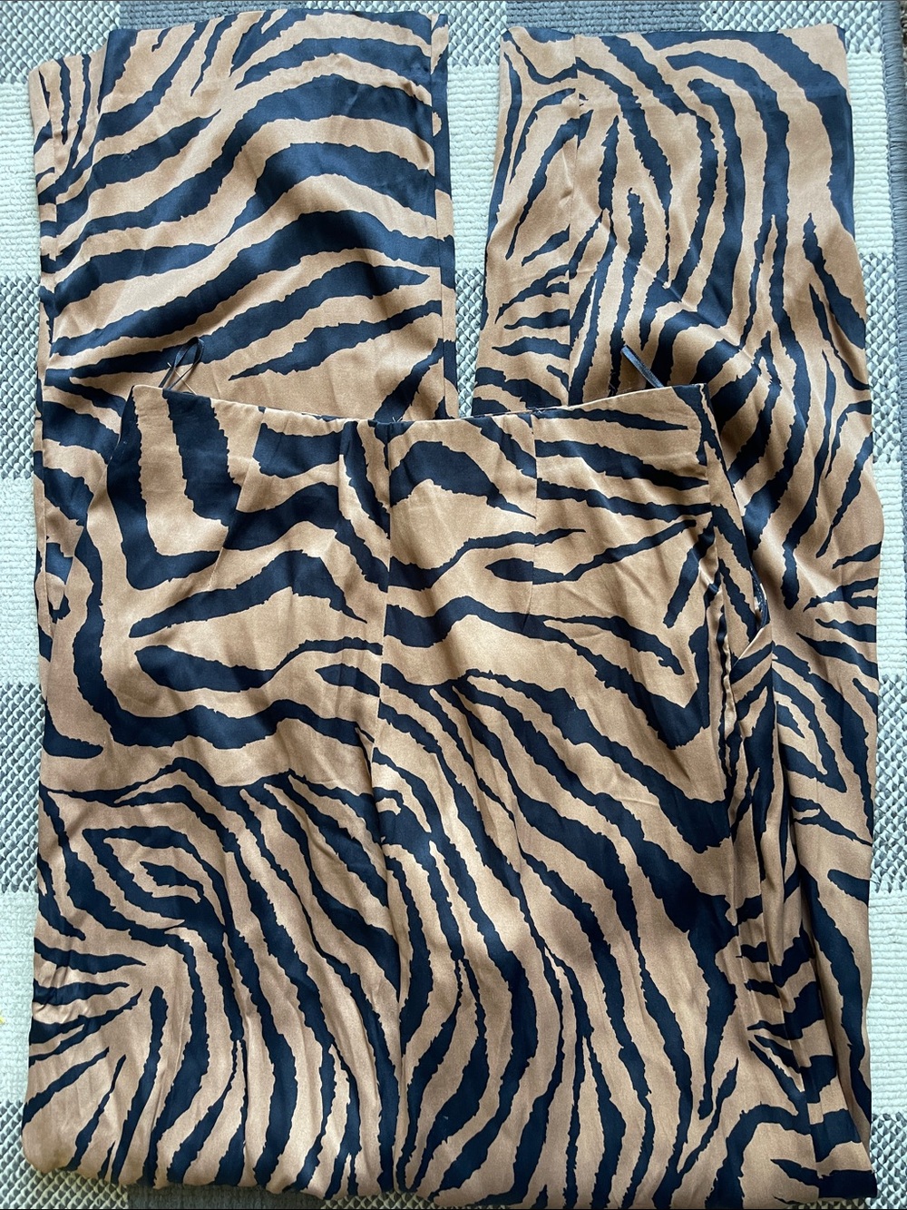 Zara High Waisted Sateen Animal Print Trousers S NWT - Picture 5 of 6